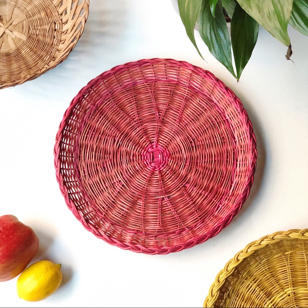 Vintage Red Boho Decor Wall Basket